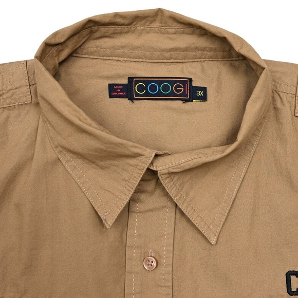 Vintage Coogi Shirt 3XL‎ Mens Military Button Up Back Logo Khaki Y2K Rare - Picture 7 of 12